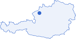 Karte von Östereich mit einer Markierung bei Vöcklamarkt